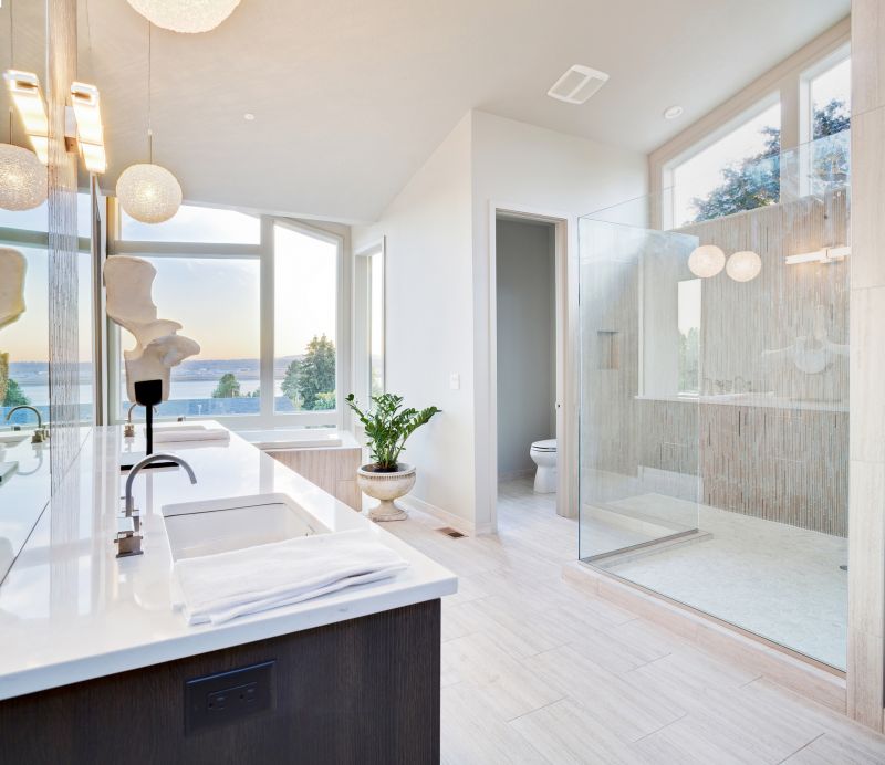 Wide Bathroom with Glass Shower